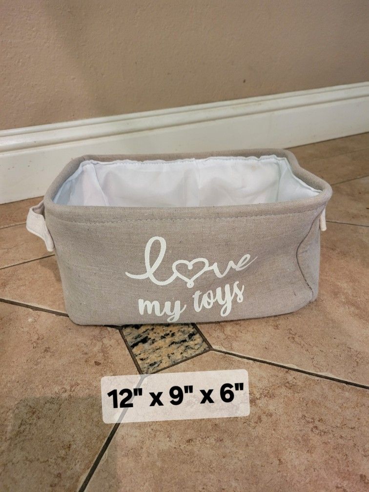 Canvas Dog Or Cat Toy Basket. Excellent Condition