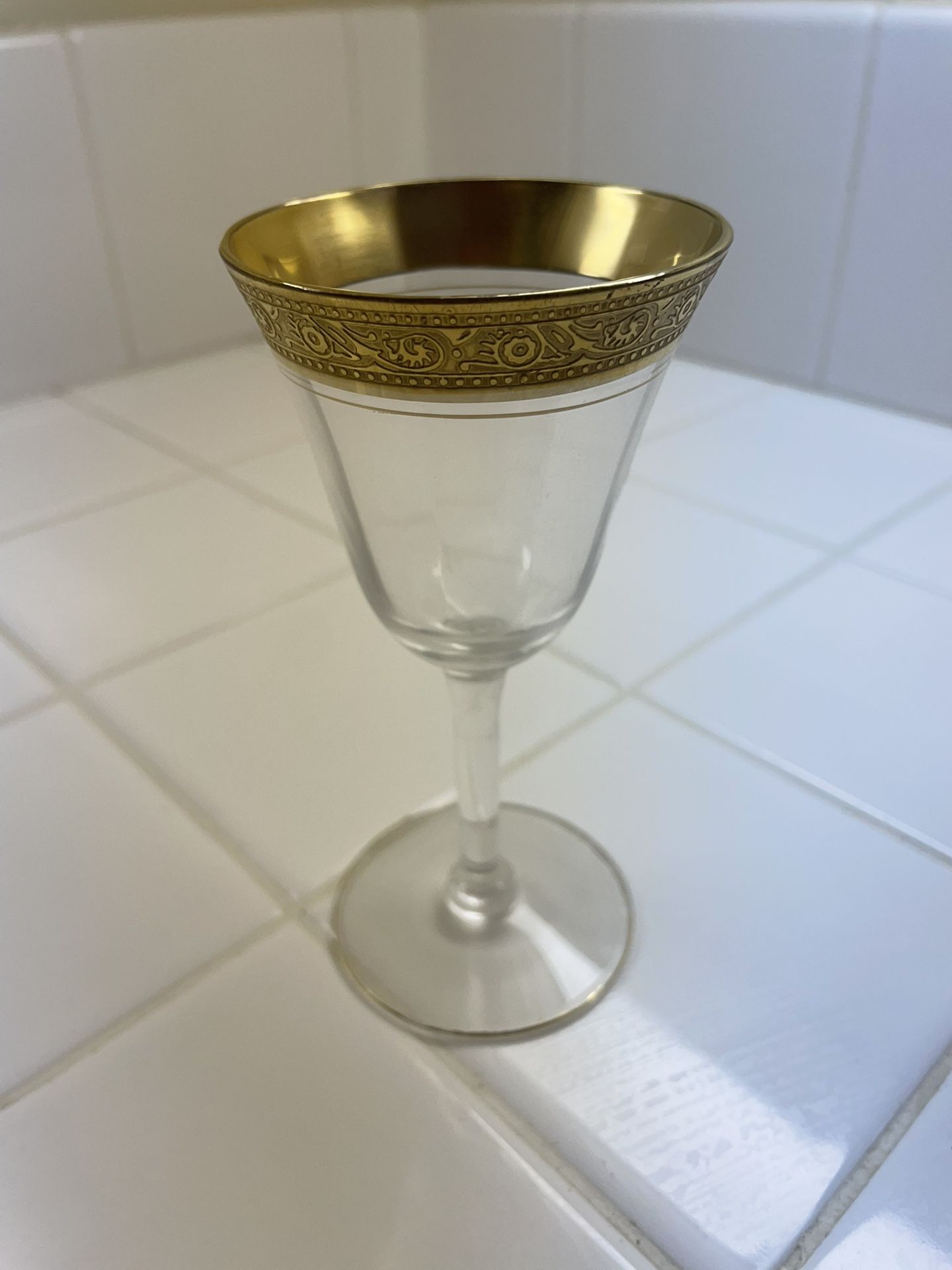 Vintage Tiffin Franciscan Minton Optic Clear Rose Rim Wine Glasses