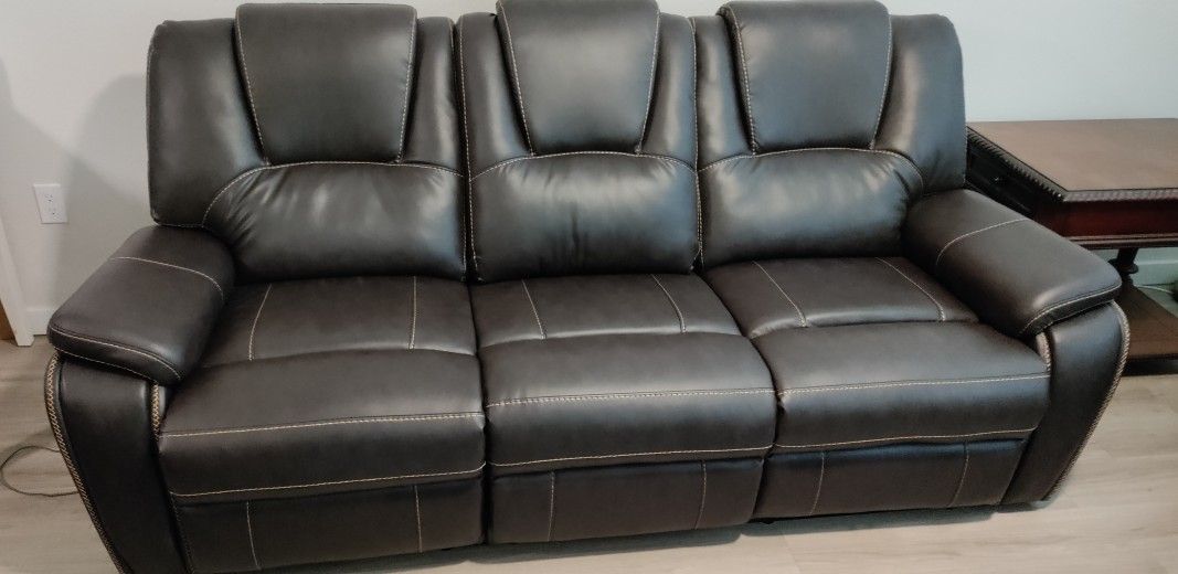 Living Set 3 PC 6 Seats Leather