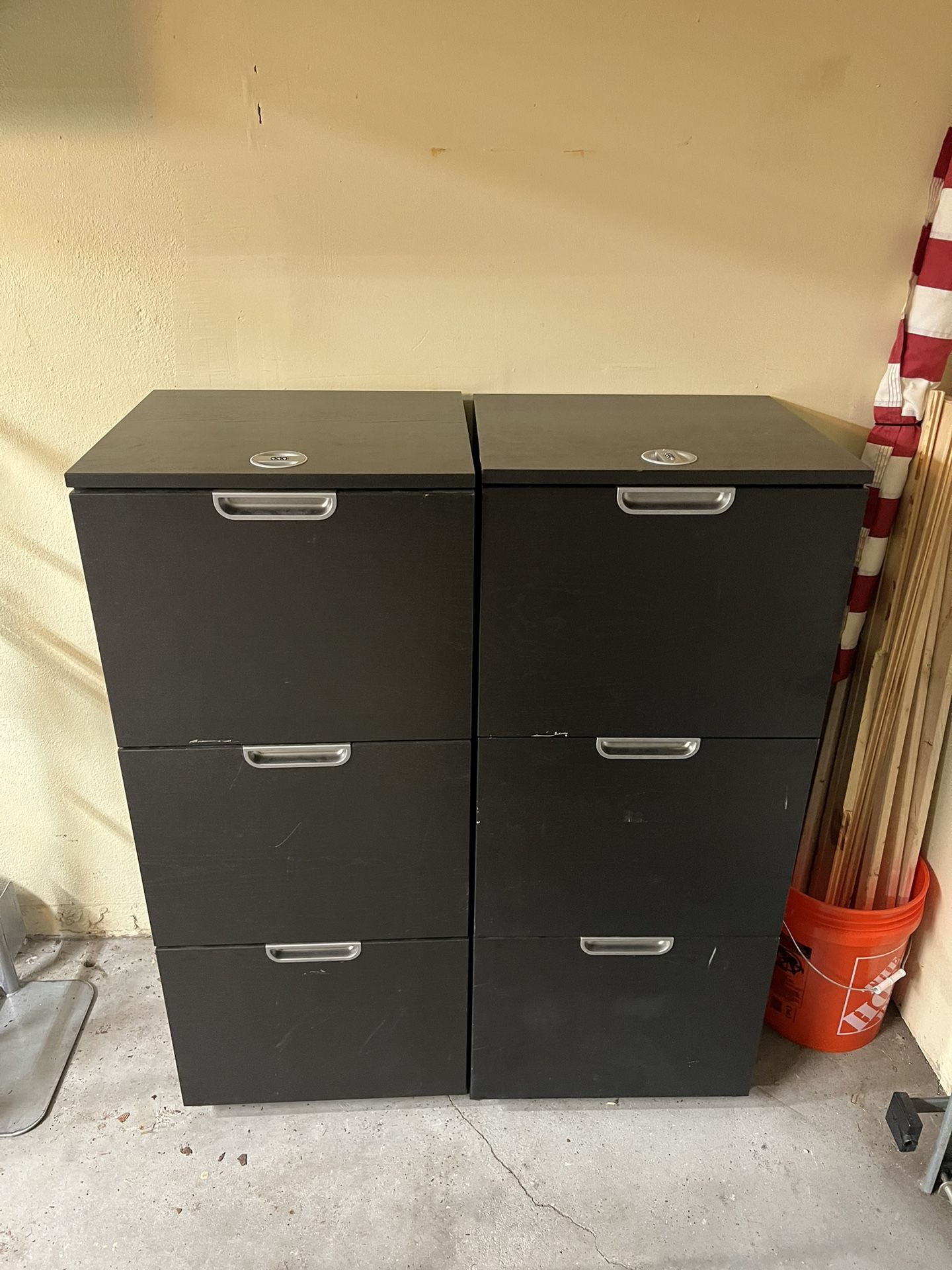2 Ikea Galant Filing Caninets With Locking Code 3 Drawer Black Stained Ash Venner