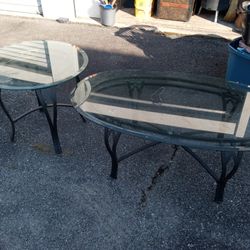 Metal Coffee Table And End Table With Glass  Top