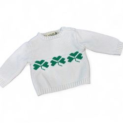 Vintage cotton Aran Woollen Mills Saint Patrick shamrock long sleeve sweater top baby 6 9 months Green Kids Childrens 