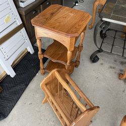 Small Side Table & Magazine Rack - $30