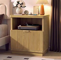 Fluted Nightstand with Charger Station