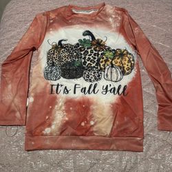 Pumpkin Print Small Crew Neck Pullover Sweatshirt, Casual Long Sleeve Sweatshirt For Spring & Fall, Women's Clothing
