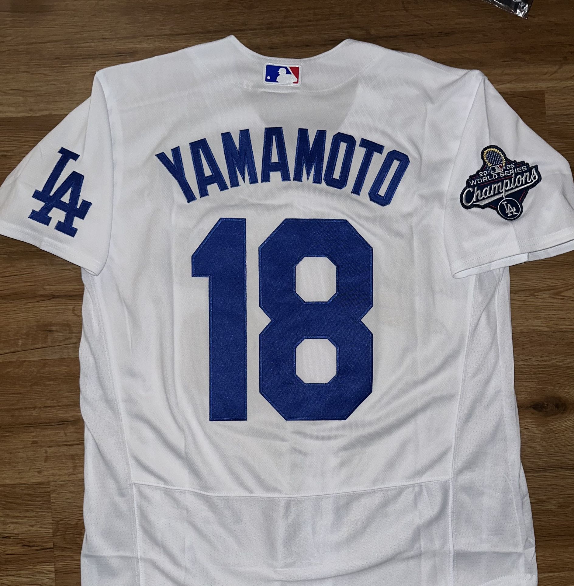 Los Angeles Dodgers 2025 World Series Champions Jersey Stitched White Yamamoto