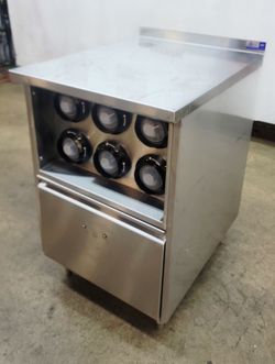EMI 24" X 30" SS BEVERAGE STATION TABLE WITH CUP HOLDER