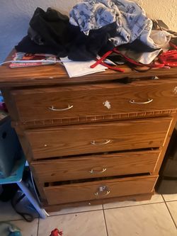 Light Brown Wooden Clothes Dresser
