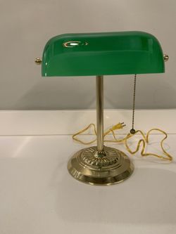 CATALINA Vintage Bankers Desk Lamp Green Glass Shade Antique Table Light *WORKS 14" tall $75 OBO  