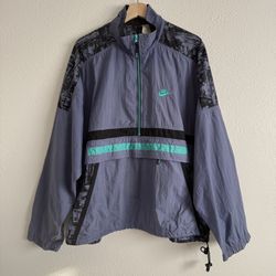 NIKE Vintage 90s Mens Purple Teal Retro Anorak Half Zip Windbreaker Jacket
