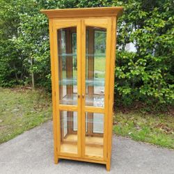 Tall Wood Glass Curio Cabinet with 4 Glass Shelves