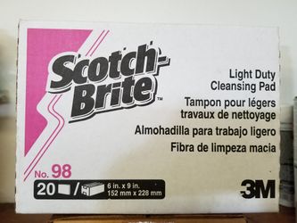 Scotch-Brite 98 Light Duty Cleansing Pad, 9" Length x 6" Width, White ( 3 Boxes of 20 ) 60 pieces