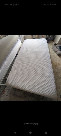 White Metal Twin Bed Frame + Mattress