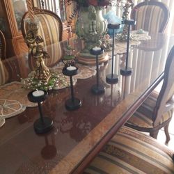 5 Black metal candle holder's $9.00