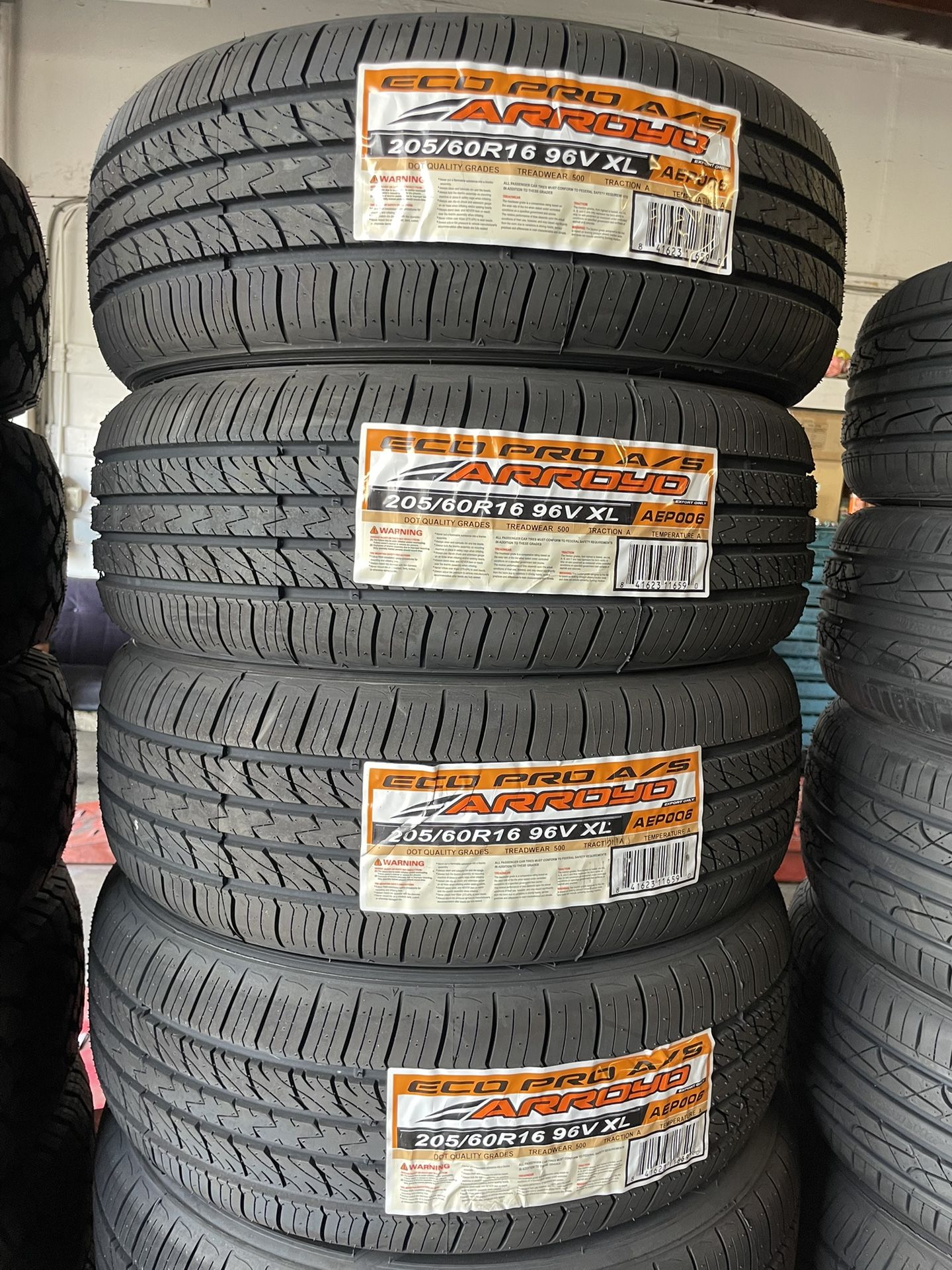 205/60/16 Arroyo 4 Tires New Includes balancing and installation. 4 Llantas Nuevas Incluye Instalación Y Balanceo