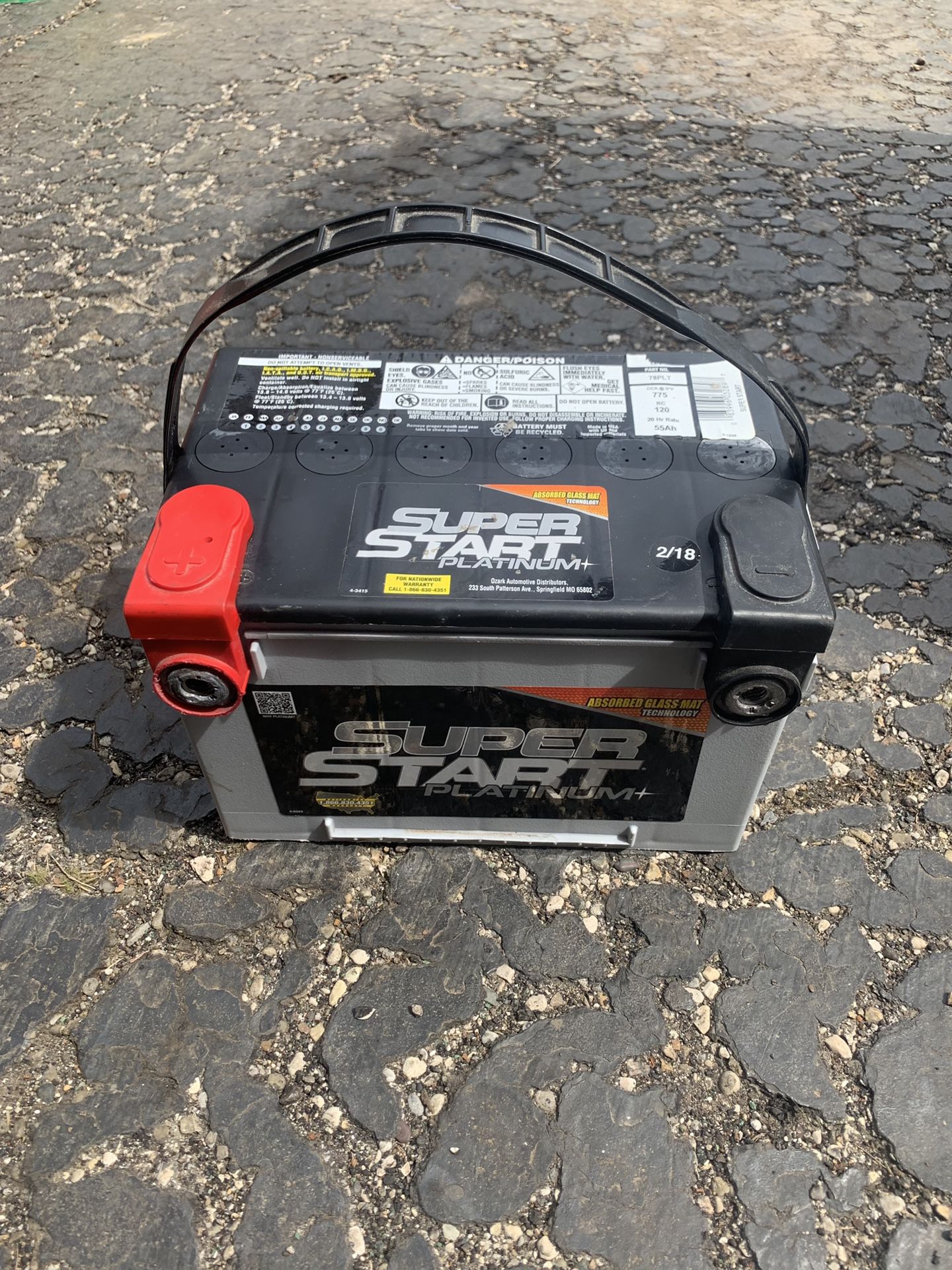 Super Start Platinum Side Post Battery 78PLT 775CCA 2/18
