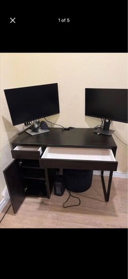 Black Computer Desk with Drawers