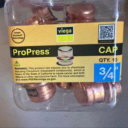 ProPress 3/4 in. Press Copper Cap 10 Pack. 2 packs available. $20 each. Retail is $80.