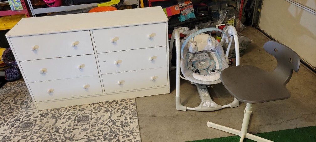 6 Drawers Dresser/baby Swing/kids Chair