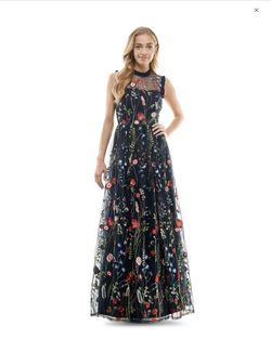City Studios Floral Embroidered Ruffled Gowan