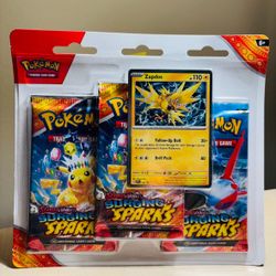 Pokemon Cards: Surging Sparks Zapdos 3 Packs 