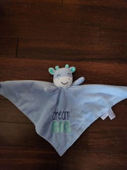 Blue cow "Dream big" security blanket lovey