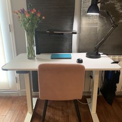 White Adjustable Desk/Table With Additional Stand For Laptop Or Monitor 