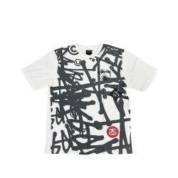 Stüssy All Over Scribble Tee in white and black from a 2018 special edition XL