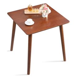 27.6" Small Dining Table Square for 2, Kitchen Dinner Table Rustic Space-Saving Dining Table Mid Century Modern Table with Solid Wood Leg for Small Sp