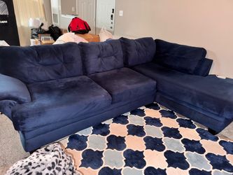 Clean Used Navy Blue Suede Couch - $600