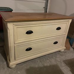 Ivory & Medium Brown Wooden Dresser