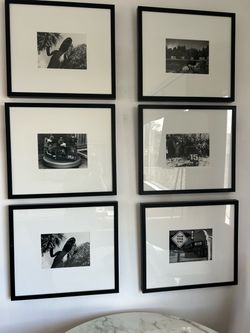 6 framed black and white prints