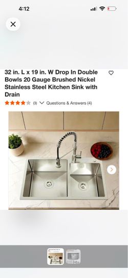 32x19 Drop-In Double Bowl Stainless Steel Kitchen Sink