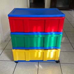 Multi-color Plastic 3 drawer Storage with Wheels