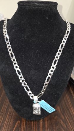 26" 8mm Solid Figaro Sterling Silver 925