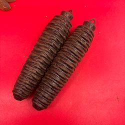 Pair of Vintage Cast Iron Pinecone Cuckoo Clock Weights 4.5" Long 9 Ounces Each