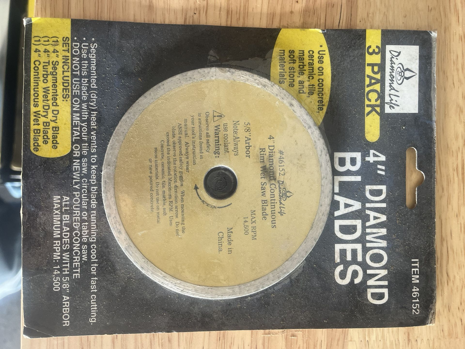 3 Pk Diamond Saw Blade 4”