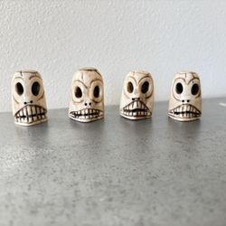 Vintage Hand-Carved Genuine Bone Skull Figurine