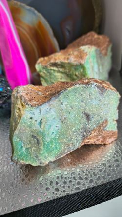 Genuine Natural Chrysoprase Rough Specimen Pair