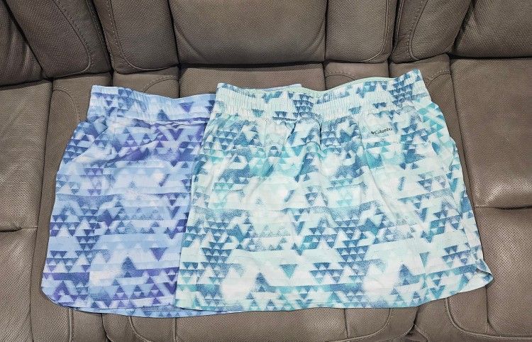 2 Columbia Skorts Turquoise Green and Blue Athletic Shorts