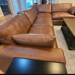 New 4 Piece Leather Sectional 