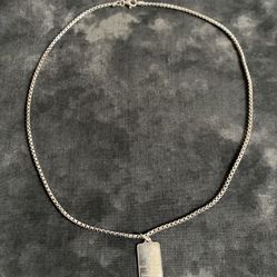 Sterling Silver 925 Italy 18" 2mm Round Box Chain 10g Necklace w/Pendant .999 Fine Silver 1g Bar Italy