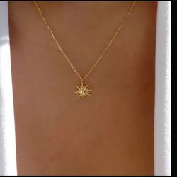 Cubic Zirconia CZ Round Circle Sun Design Mini Pendant Dainty Necklace