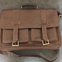 Men's Brown Faux Leather Messenger/Laptop Bag