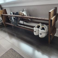 Rustic Farmhouse Real Wood Crafted Shoe Rack Flats And Heels