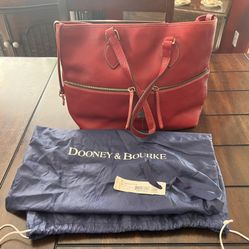 Dooney & Bourke Red Pebble Grain Leather Large Tote Purse