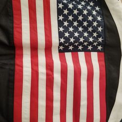 Michael Hoban leather usa flag motorcycle jacket L