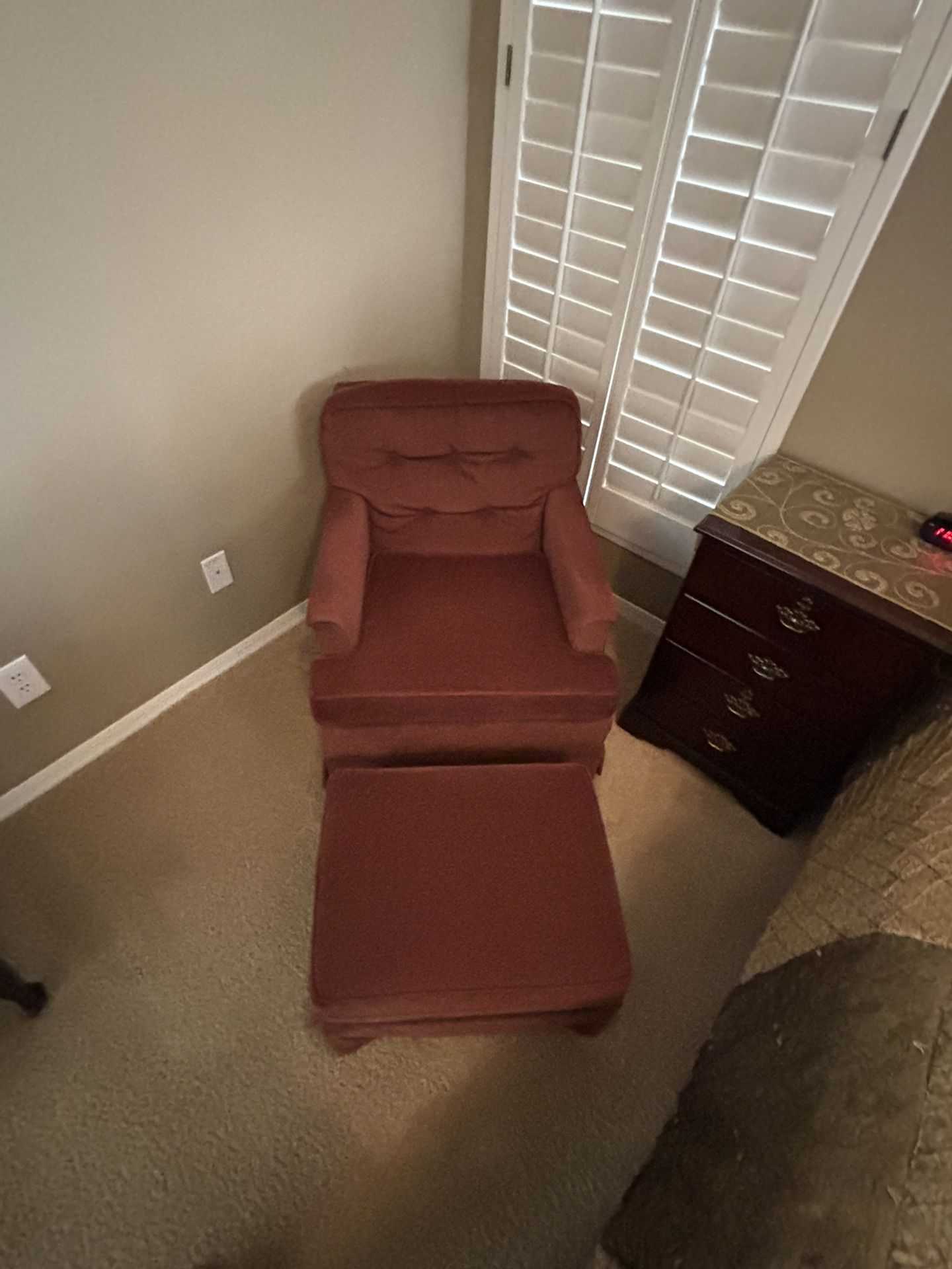 Petite sitting chair with footstool