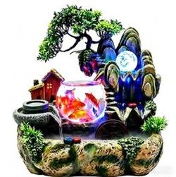 Fuente con Pecera Iluminada, Árbol y Casita – Mayoreo $32