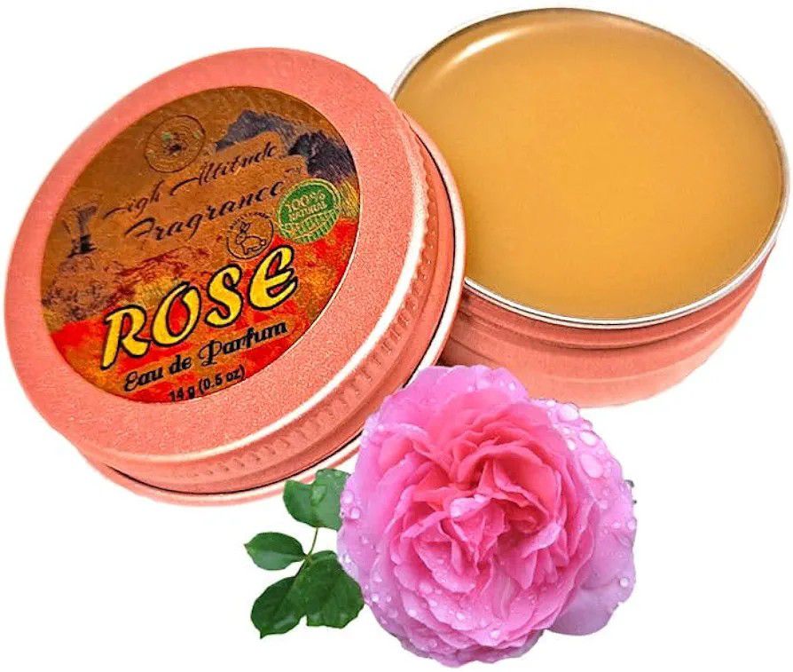 ROSE Perfume for Women - Eau de Parfum - Solid Balm (Tea Rose, De Mai, Otto, Rosa Damascena, Centifolia, Gardenia) - Natural Organic Floral Fragrance 